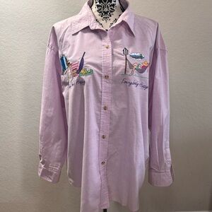 MANDAL BAY women’s Shirt size 1X Lilac embroidered Mom long sleeve